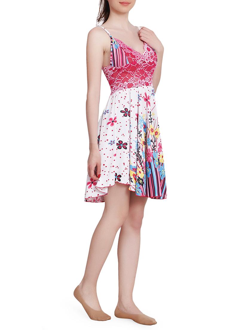 lace detail floral short nighty - 15434591 - Zoom Image - 2