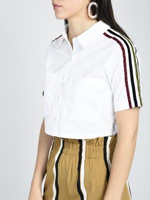 taping detail crop shirt - 15434665 - Standard Image - 2