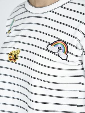 striped graphic patch boxy tee - 15434668 - Standard Image - 5