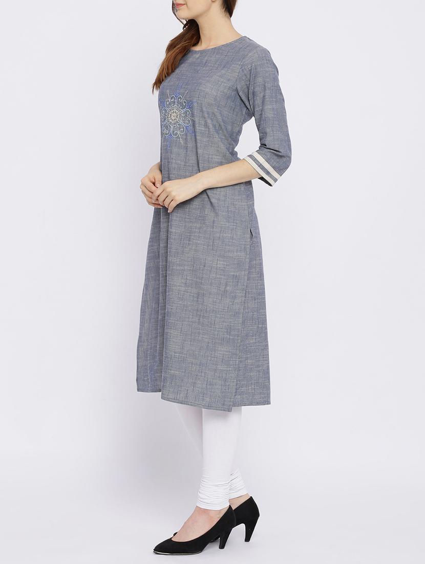 straight ebroidered kurta - 15434797 - Zoom Image - 2