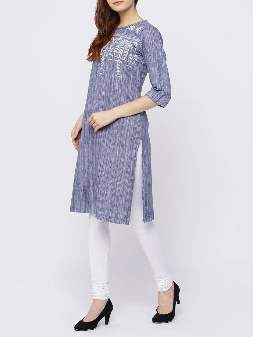 straight embroidered kurta - 15434802 - Zoom Image - 2