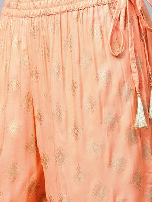 Gota patti tassles kurta foil printed palazzo set - 15435906 - Standard Image - 5