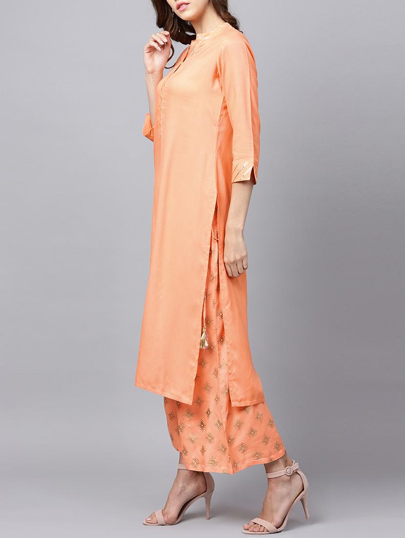 Gota patti tassles kurta foil printed palazzo set - 15435906 - Zoom Image - 2