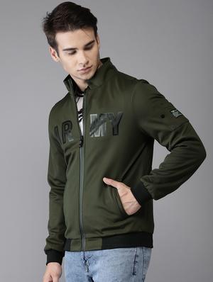 green faux polyester casual jacket - 15435953 - Standard Image - 2