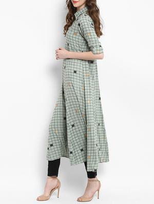 Taupe colour checks printed kurta pant set - 15436013 - Standard Image - 2