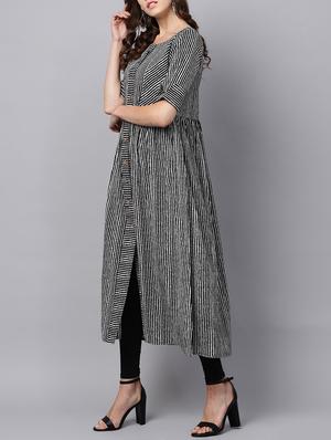 High slit stripes kurta - 15436014 - Standard Image - 2