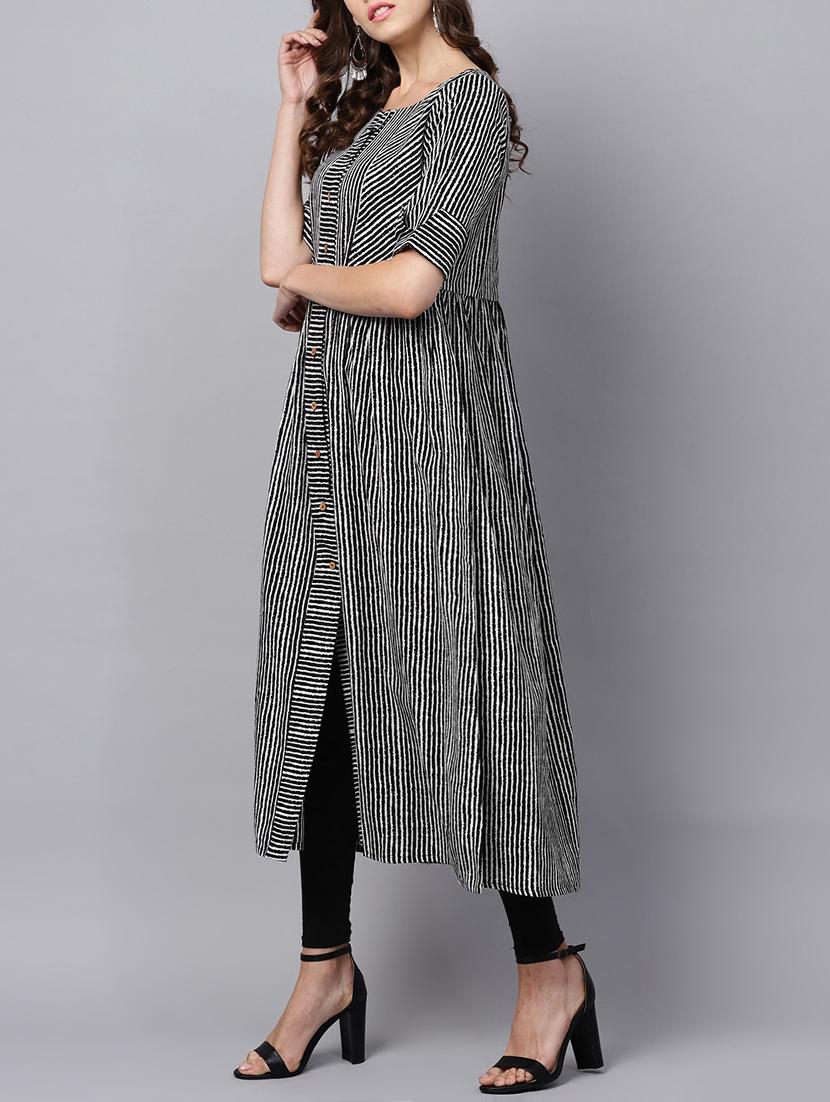 High slit stripes kurta - 15436014 - Zoom Image - 2