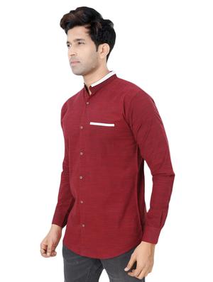 red cotton casual shirt - 15436182 - Standard Image - 2