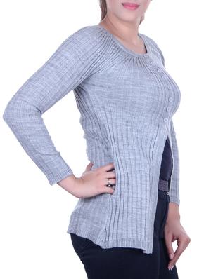 ribbed knit pleated cardigan - 15436230 - Standard Image - 2