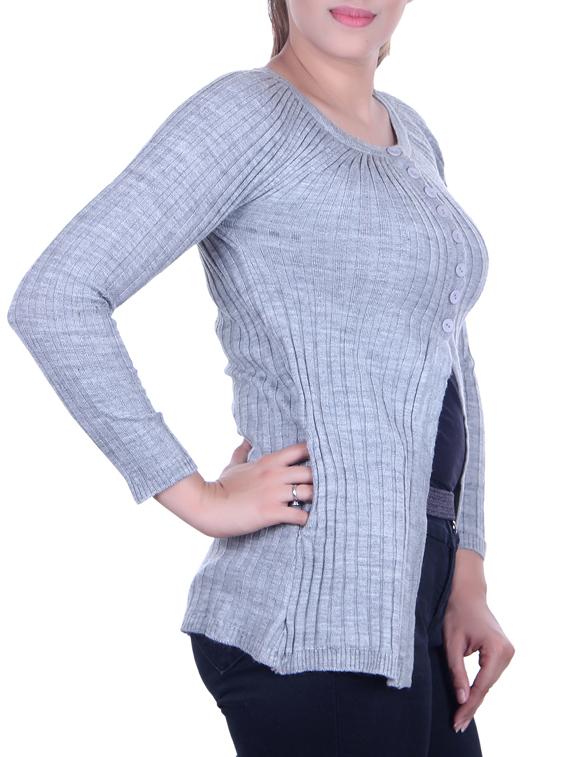 ribbed knit pleated cardigan - 15436230 - Zoom Image - 2