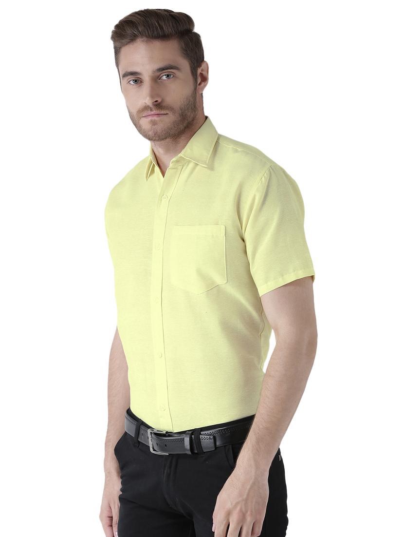 yellow khadi cotton formal shirt - 15436250 - Zoom Image - 2