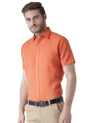 orange solid casual shirt - 15436252 - Standard Image - 2