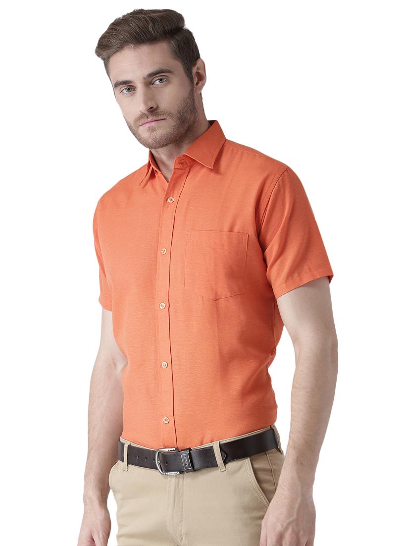 orange solid casual shirt - 15436252 - Zoom Image - 2