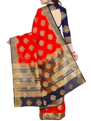 Golden Zari kanjivaram saree with blouse - 15436845 - Standard Image - 2