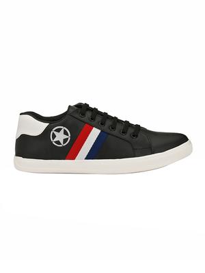 black leatherette lace up sneakers - 15436965 - Standard Image - 2