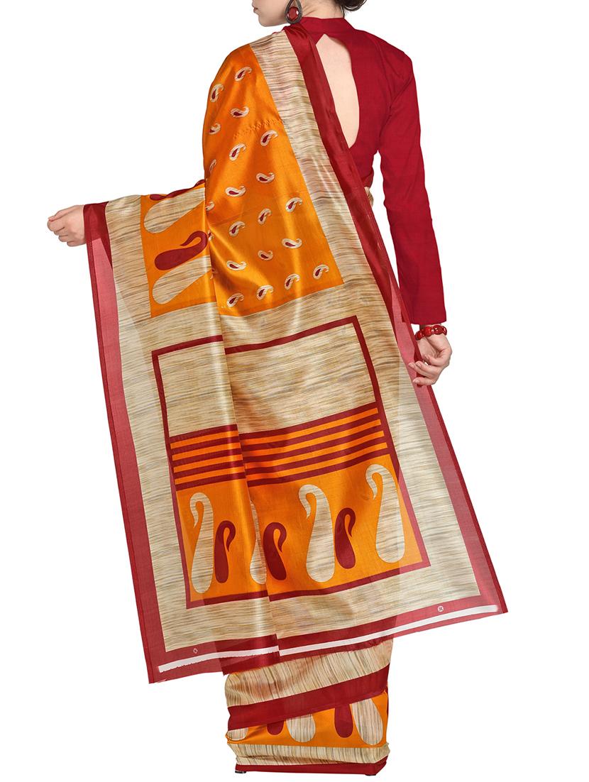 Paisley Printed saree with blouse - 15437030 - Zoom Image - 2