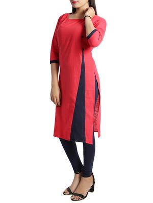 straight color block kurta - 15437919 - Standard Image - 2