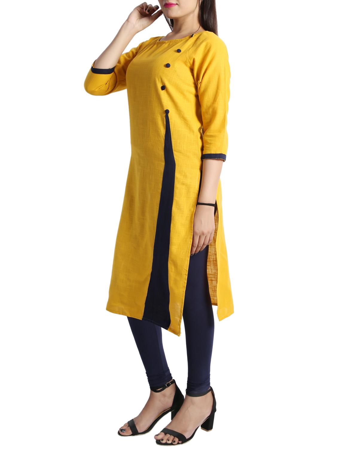 straight color block kurta - 15437920 - Zoom Image - 2