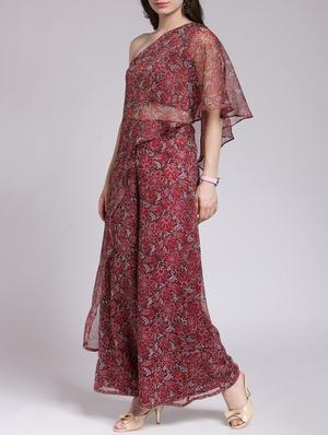 single shoulder top & flared palazzo set - 15438040 - Standard Image - 2