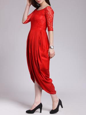 lace sheer sleeved tulip dress - 15438050 - Standard Image - 2