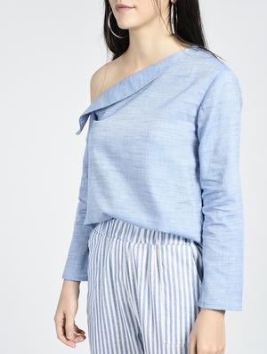 stylized neck single shoulder top - 15438214 - Standard Image - 2