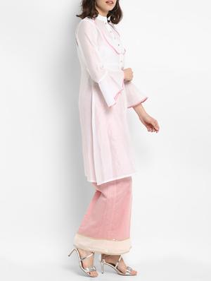Bell sleeve chanderi kurta with palazzo set - 15438253 - Standard Image - 2