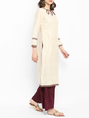 Chanderi kurta with palazzo set - 15438258 - Standard Image - 2