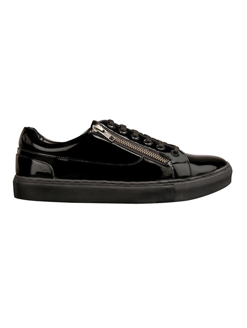 black leatherette lace up sneakers - 15438485 - Zoom Image - 2