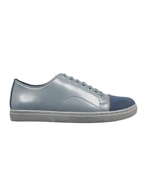 grey leatherette lace up sneakers - 15438491 - Standard Image - 2