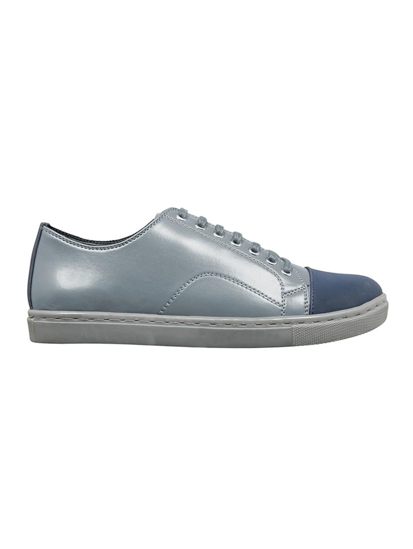 grey leatherette lace up sneakers - 15438491 - Zoom Image - 2