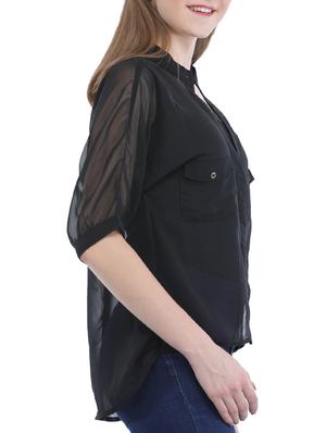 sheer patch pocket detail shirt - 15438726 - Standard Image - 2