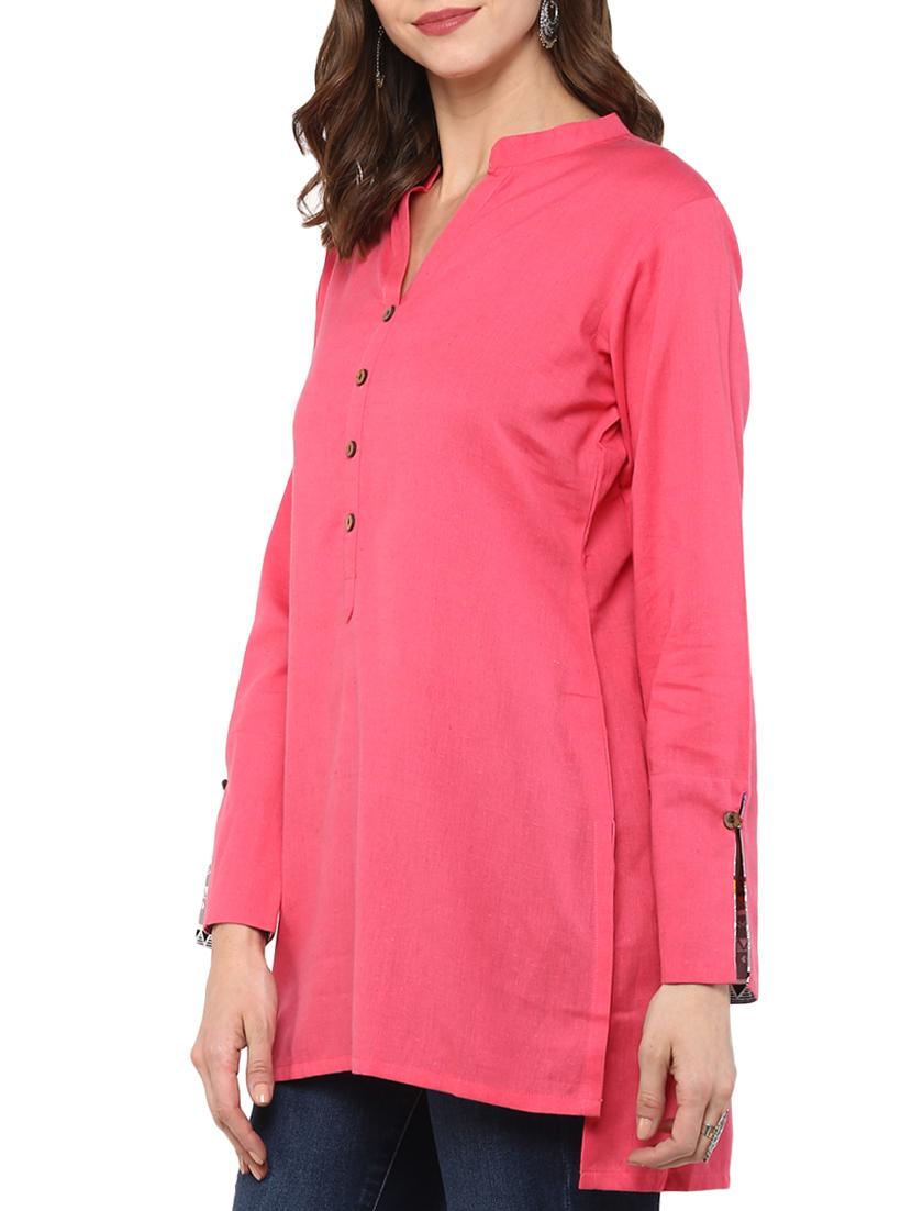 button down solid tunic - 15439022 - Zoom Image - 2