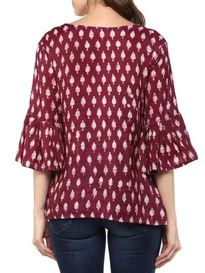 bell sleeve batik print tunic - 15439023 - Standard Image - 2