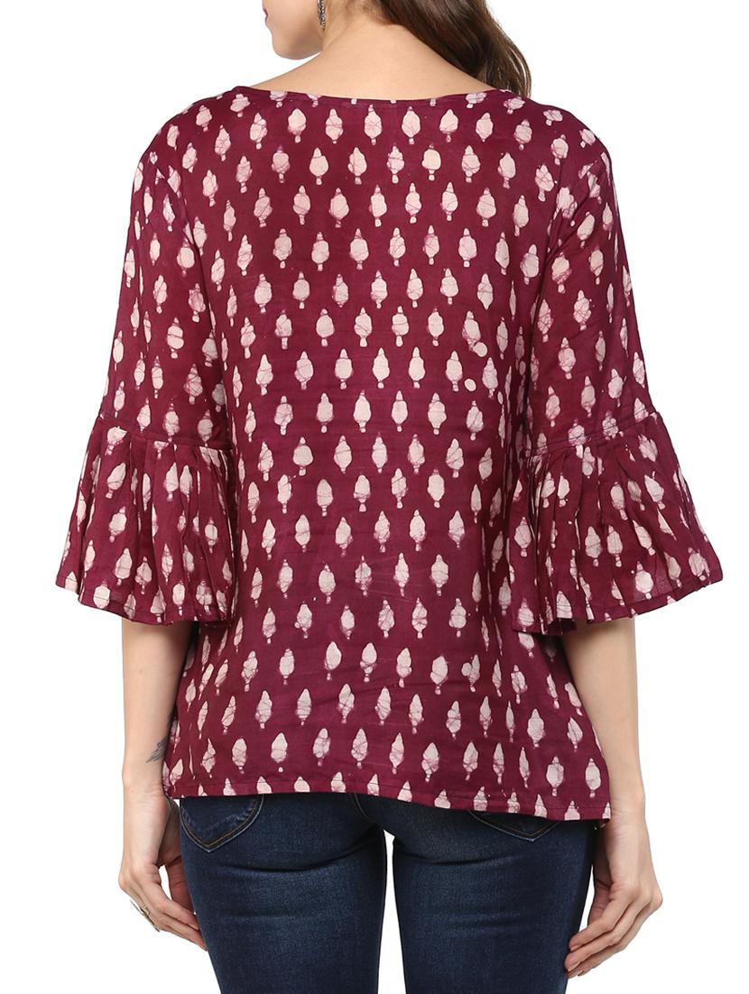 bell sleeve batik print tunic - 15439023 - Zoom Image - 2