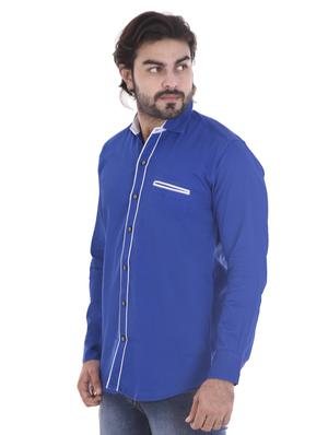 blue cotton casual shirt - 15439253 - Standard Image - 2