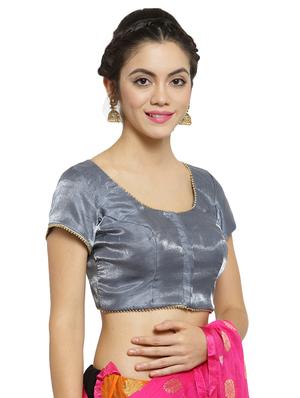 silver silk solid blouse - 15440371 - Standard Image - 2