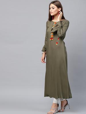 Embellished bell sleeves ethnic dress - 15440544 - Standard Image - 2