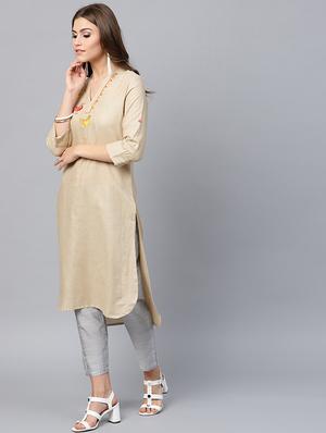 Embroidered patch work kurta - 15440550 - Standard Image - 2