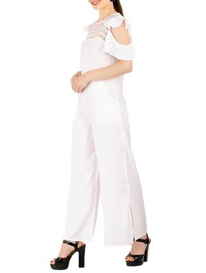 cold shoulder laced full leg jumpsuit - 15440674 - Standard Image - 2