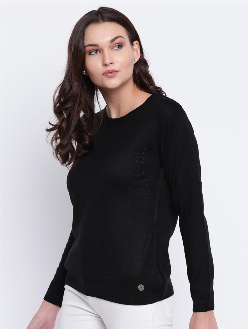 pointelle knit woolen pullover - 15440746 - Zoom Image - 2