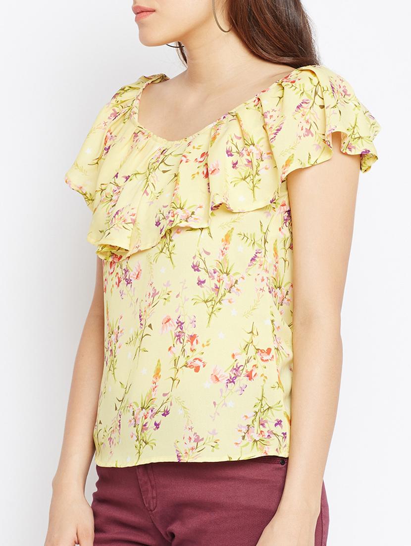 Flounce neck floral top - 15442033 - Zoom Image - 2