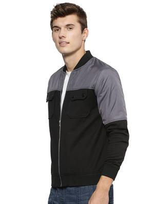 black cotton casual jacket - 15443872 - Standard Image - 2