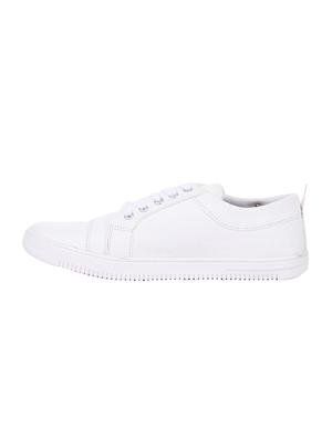 white leatherette lace up sneakers - 15443939 - Standard Image - 2