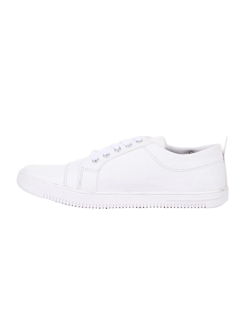 white leatherette lace up sneakers - 15443939 - Zoom Image - 2