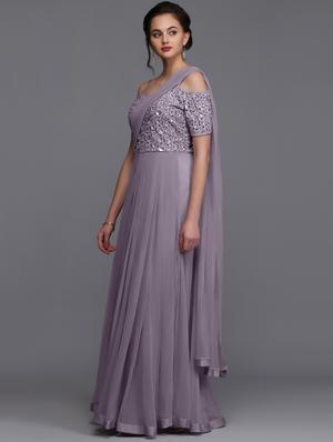 Embroidered flared gown - 15445045 - Standard Image - 2