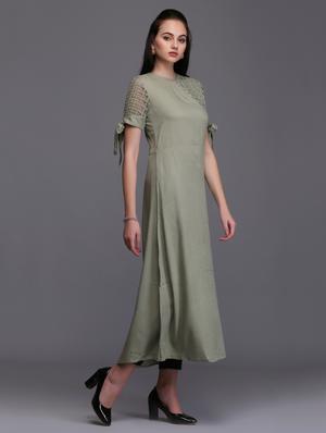 A-line bow sleeves kurta - 15445057 - Standard Image - 2