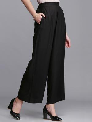 black viscose straight palazzo - 15445105 - Standard Image - 2