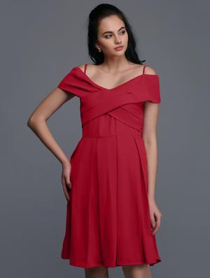 cross-over detail pleated dress - 15445198 - Standard Image - 2