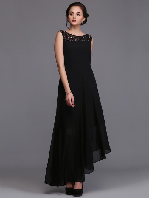 lace detail asymmetric maxi dress - 15445216 - Standard Image - 1