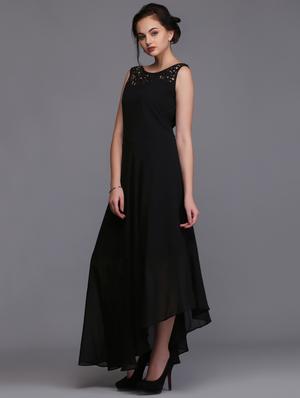 lace detail asymmetric maxi dress - 15445216 - Standard Image - 2
